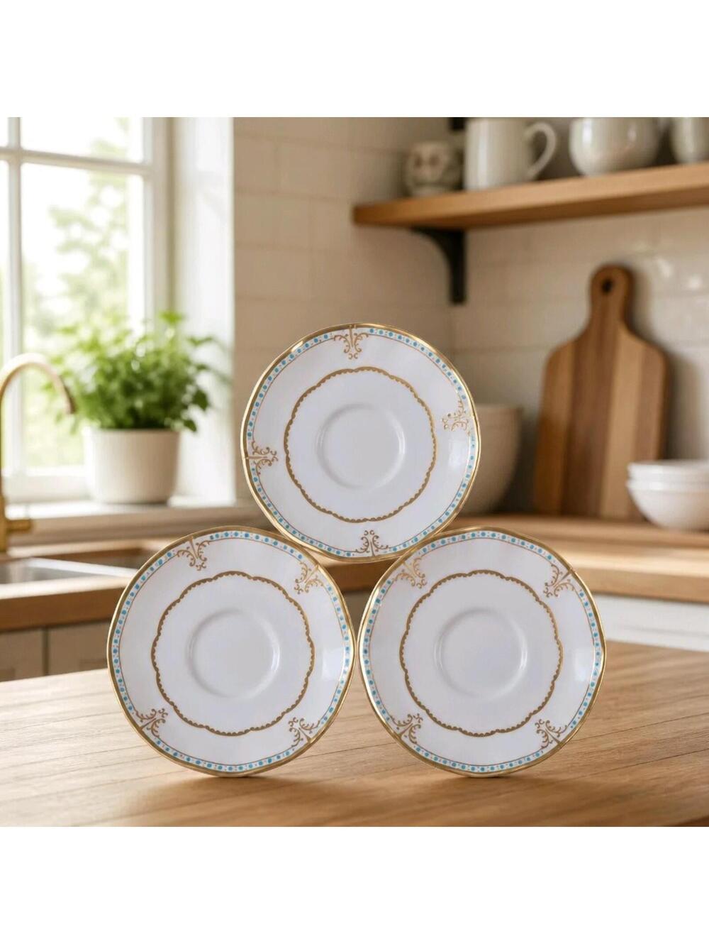 VINTAGE Royal Crown Derby  LOMBARDY A1127 Bone China Saucer Lot Of 3